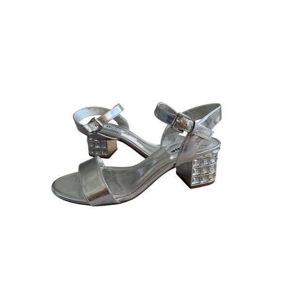 DUNE London Silver Jeweled Heels Sandals Size 38 / US 7 - Picture 11 of 11